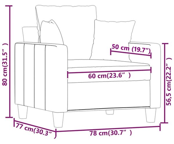 Bordó szövet kanapéfotel 60 cm