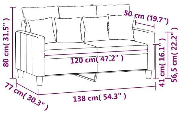 Kétszemélyes világosszürke bársony kanapé 120 cm