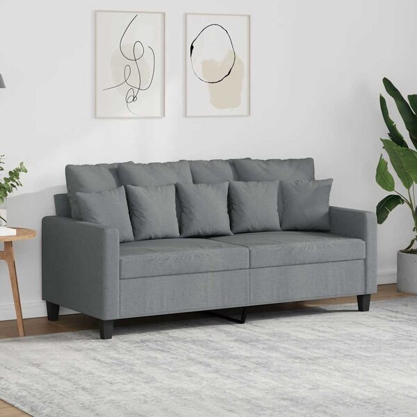 Kétszemélyes világosszürke szövetkanapé 140 cm