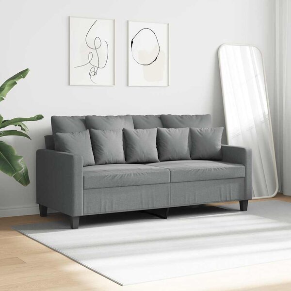 Kétszemélyes világosszürke szövetkanapé 140 cm