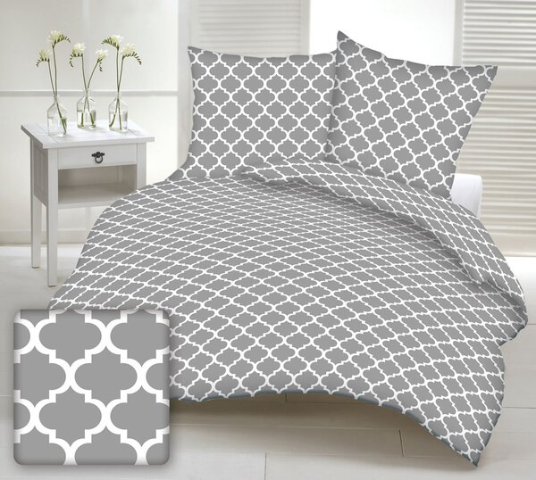 Marokkó szürke krepp ágyneműhuzat TiaHome - 1x Párna 90x70cm, 1x Paplan 140x200cm