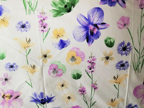 Mezei virágok fehér pamut ágyneműhuzat TiaHome - 1x Párna 90x70cm, 1x Paplan 140x200cm