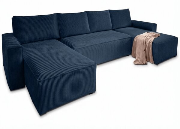 U alakú ülőgarnitúra SMART COSARO 295x140 cm, sötétkék