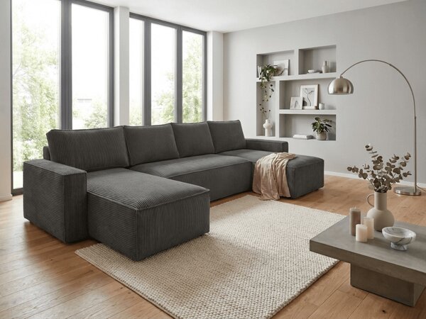 AKCIÓ Sötétszürke U alakú ülőgarnitúra SMART COSARO 295x140 cm II. osztály
