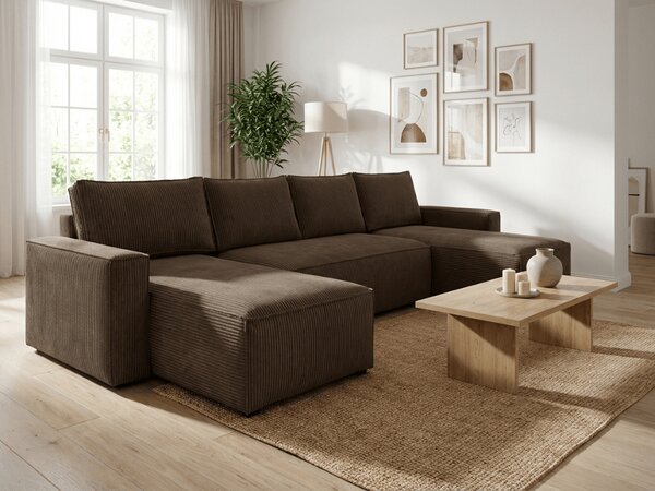 U alakú ülőgarnitúra SMART COSARO 295x140 cm, sötétbarna