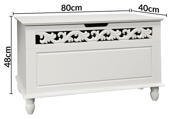 JERSEY fa láda, 80x40x48cm, fehér Casaria