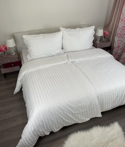 Fehér damaszt ágyneműhuzat TiaHome - 1x Párna 90x70cm, 1x Paplan 140x200cm