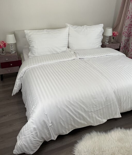 Fehér damaszt ágyneműhuzat TiaHome - 1x Párna 90x70cm, 1x Paplan 140x200cm