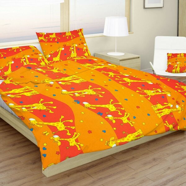 Zsiráf narancs gyerek pamut ágyneműhuzat TiaHome - Detský set 130x90cm + 65x45cm