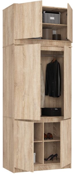 AKORD CLP S90 Szafa Nadstawką 6 Ajtós Laminált Forgácslap Sonoma Tölgy