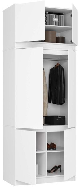 AKORD CLP S90 Szafa Nadstawką 6 Ajtós Laminált Fehér