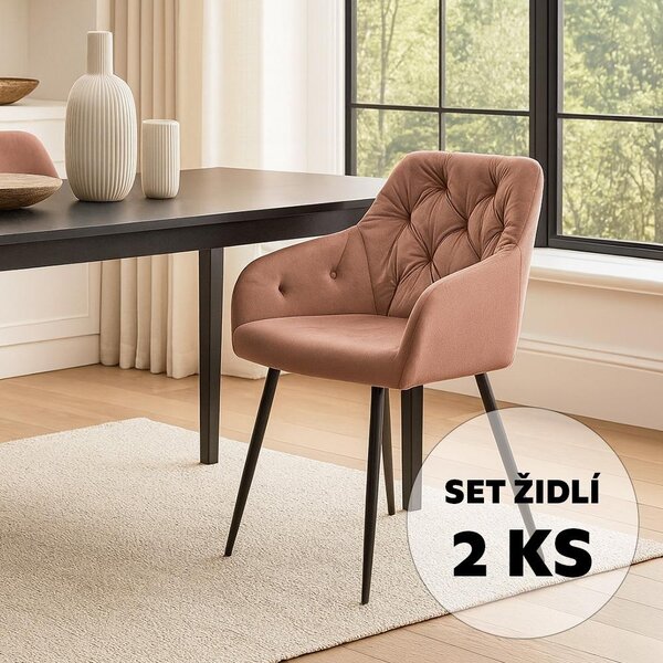 AVENBERG LOREN Étkezőszék szett - 2db, rózsaszín
