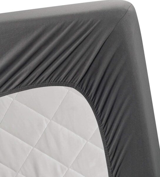 Jersey sötétszürke lepedő TiaHome - 70x140cm