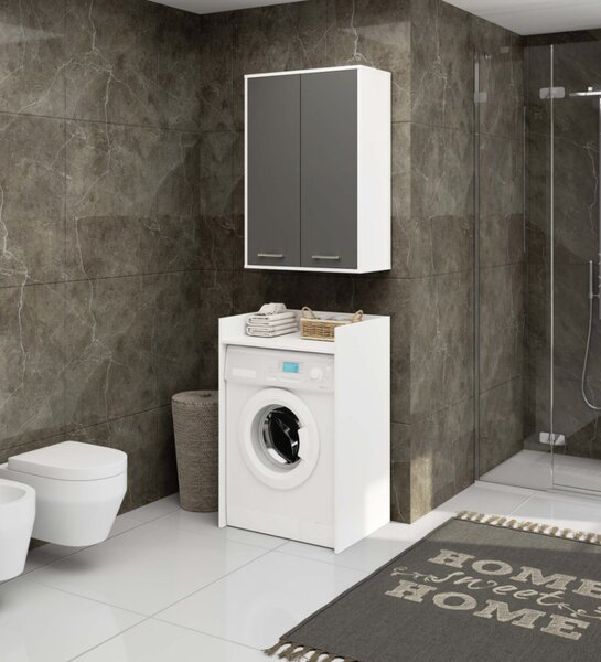 AKORD FIN H934 W64 2D fali fürdőszobaszekrény fehér/grafit szürke