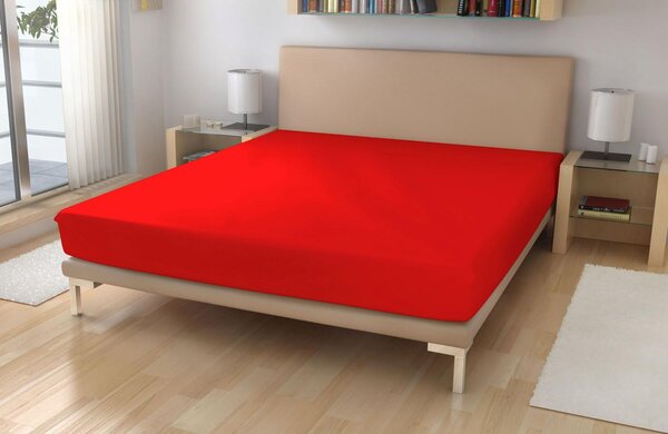 Jersey piros lepedő TiaHome - 70x140cm