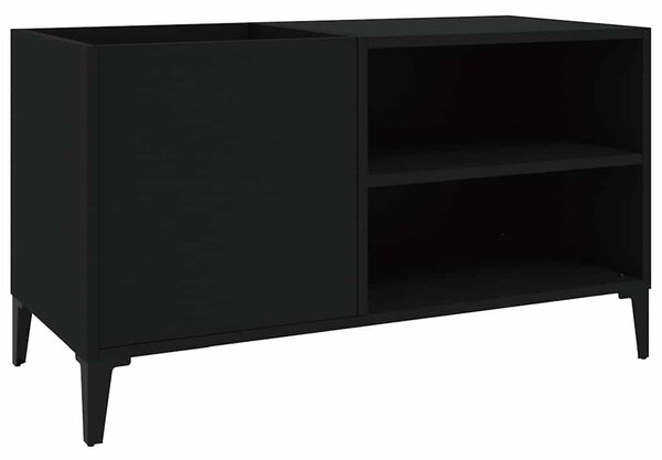 Fekete szerelt fa hanglemezszekrény 84,5x38x48 cm