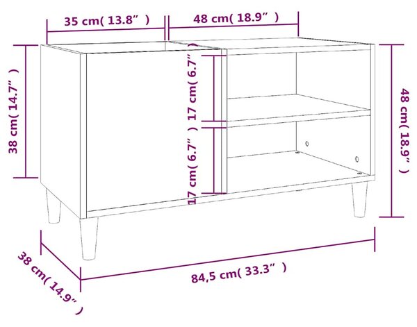 Betonszürke szerelt fa hanglemezszekrény 84,5x38x48 cm