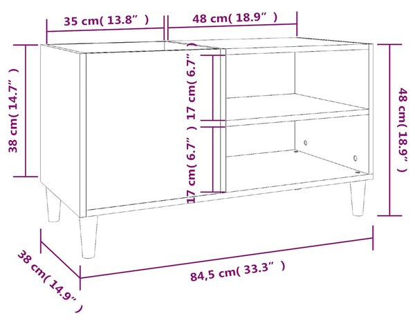 Fekete szerelt fa hanglemezszekrény 84,5x38x48 cm