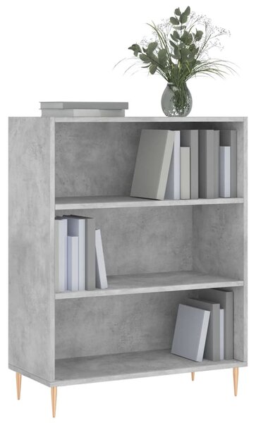 Betonszürke szerelt fa könyvespolc 69,5 x 32,5 x 90 cm