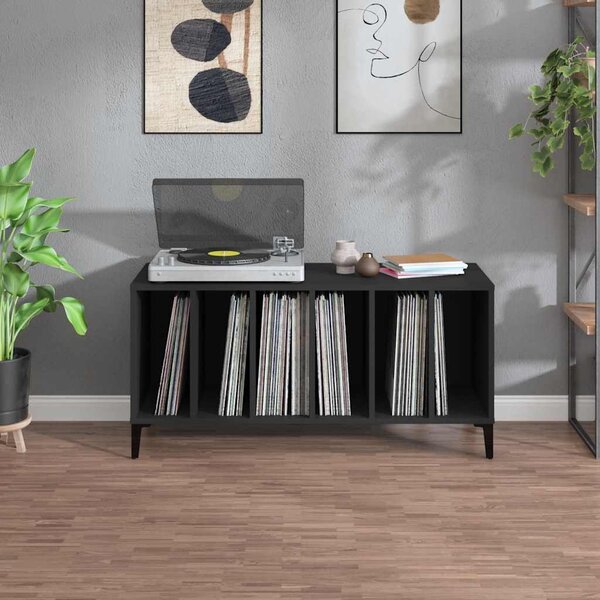 Fekete szerelt fa hanglemezszekrény 100 x 38 x 48 cm