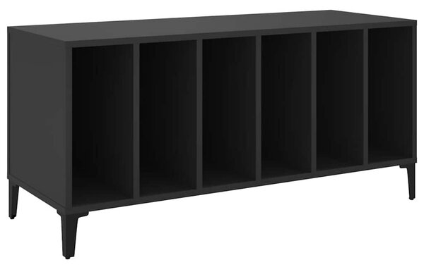 Fekete szerelt fa hanglemezszekrény 100 x 38 x 48 cm