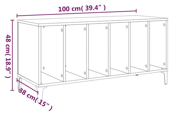 Fekete szerelt fa hanglemezszekrény 100 x 38 x 48 cm