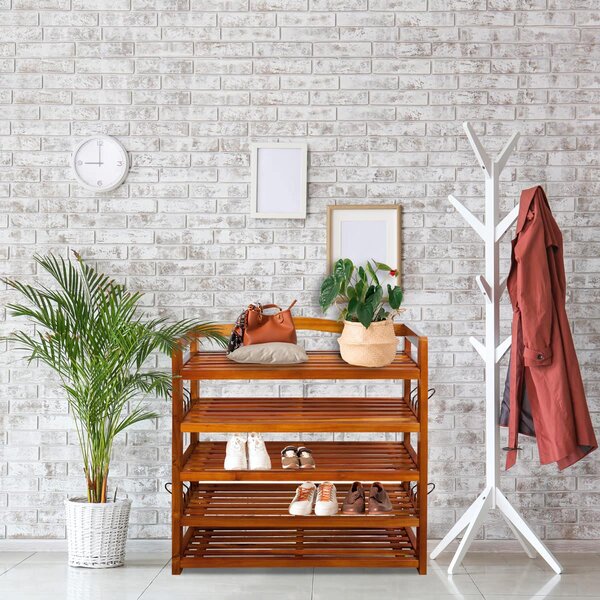 RUSTIC cipőtartó polc, 5 polc, 75x26x82cm, természetes barna Casaria