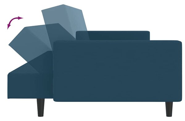 Kétszemélyes kék bársony kanapéágy