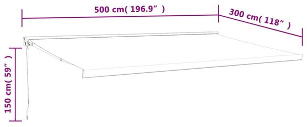 Kék és fehér szövet és alumínium behúzható napellenző 5 x 3 m