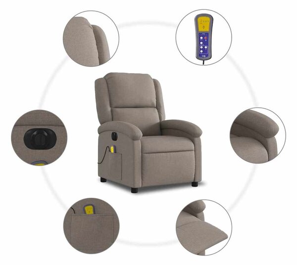 Tópszínű szövet elektromos dönthető masszázsfotel