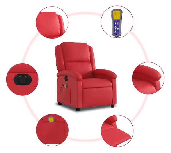Bordó műbőr elektromos dönthető masszázsfotel
