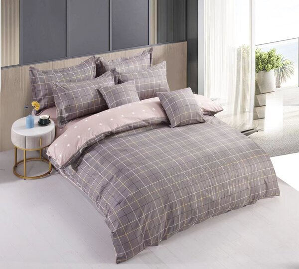 3 részes ágyneműhuzat Krepp polycotton Line szürke 200x140cm+90x70cm TiaHome