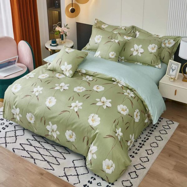 3 részes ágyneműhuzat Krepp polycotton Nela zöld 200x140cm+90x70cm TiaHome