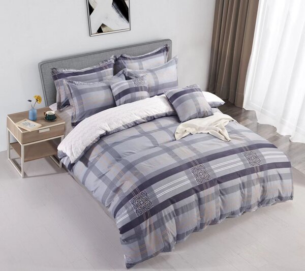 3 részes ágyneműhuzat Krepp polycotton Olivia kék 200x140cm+90x70cm TiaHome