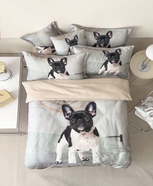 3 részes ágyneműhuzat Polycotton French Bulldog 200x140cm+90x70cm
