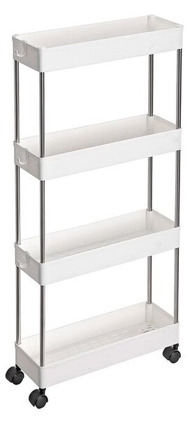 SLIM görgős polc, 4 szintes, 13,5x40x86cm, fehér SongmicsHome