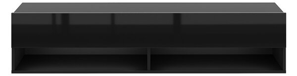 TV-szekrény 140 cm, fekete/magasfényű fekete színkombinációban DERBY