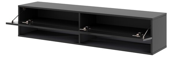 TV-szekrény 140 cm, fekete/magasfényű fekete színkombinációban DERBY