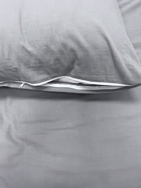 Lenvászon ágyneműhuzat szürke 140x200cm+90x70cm TiaHome