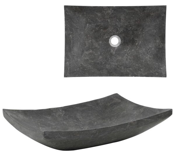 VidaXL fekete márvány mosdókagyló 50 x 35 x 12 cm