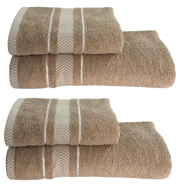 4 db Monaco barna fürdőlepedő szett 70x140cm és törölközők 50x90cm TiaHome