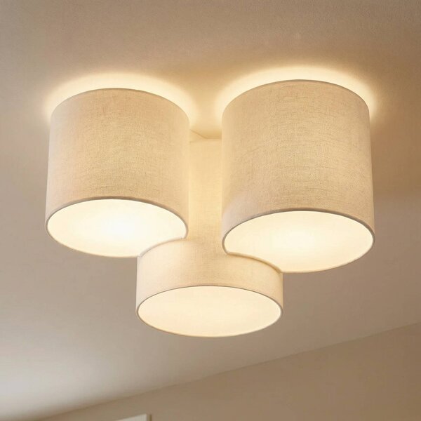 TK Lighting Mona mennyezeti világítás, 3 izzós, fehér, dimmelhető, Fehér / opál, Hálószoba, Textil / szövet / selyem, Modern