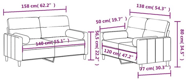 2 részes barna szövet ülőgarnitúra párnákkal