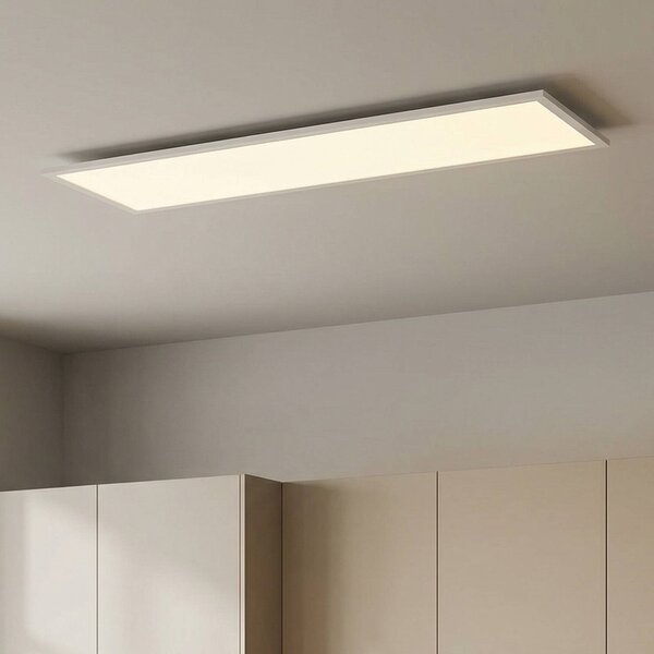 Lindby LED panel Luay, 120 x 30 cm, CCT, távirányító, dimmelhető, dimmelhető, Fehér / opál, Konyha, Műanyag, Modern