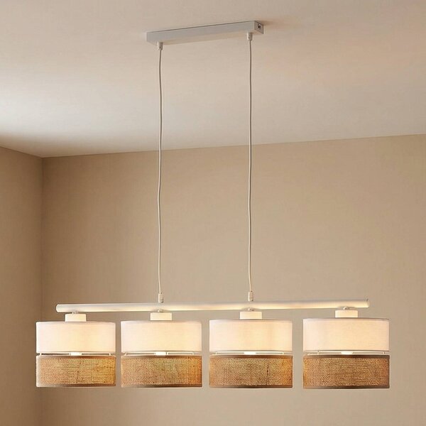TK Lighting Linobianco lógó világítás, lineáris, 4 izzós, dimmelhető, Fehér / opál, Nappali / Étkező, Textil / szövet / selyem, Modern