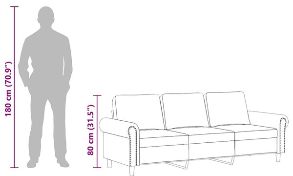 3 személyes barna bársony kanapé 180 cm