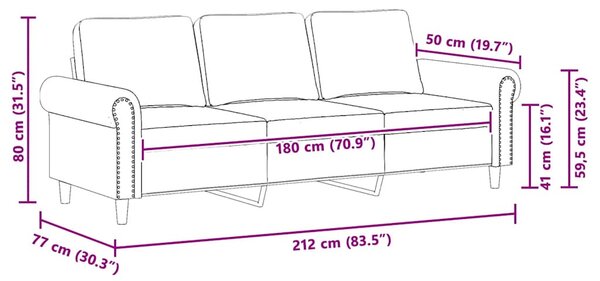 3 személyes sárga bársony kanapé 180 cm