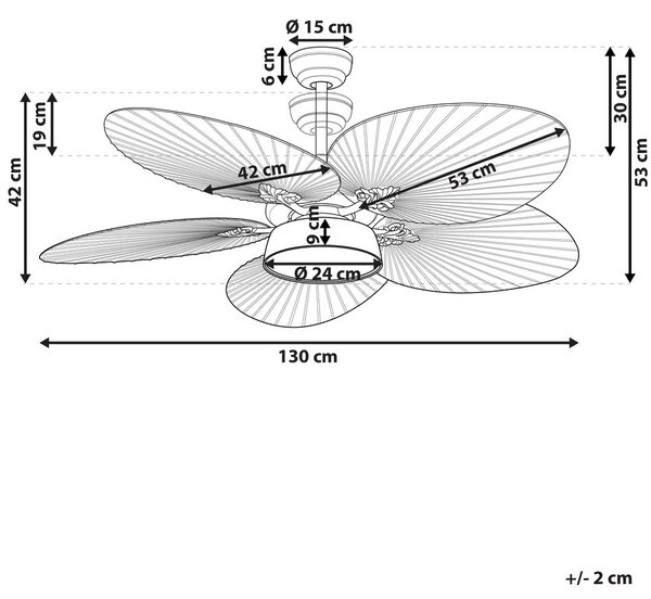 Mennyezeti ventilátor világítással BORMEJO Távirányítóval LED Arany
