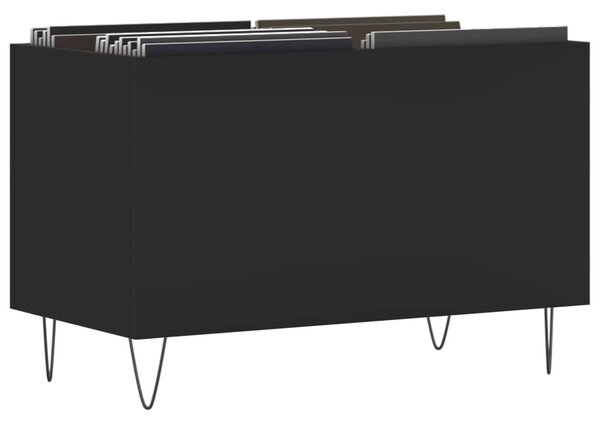 Fekete szerelt fa hanglemezszekrény 74,5x38x48 cm