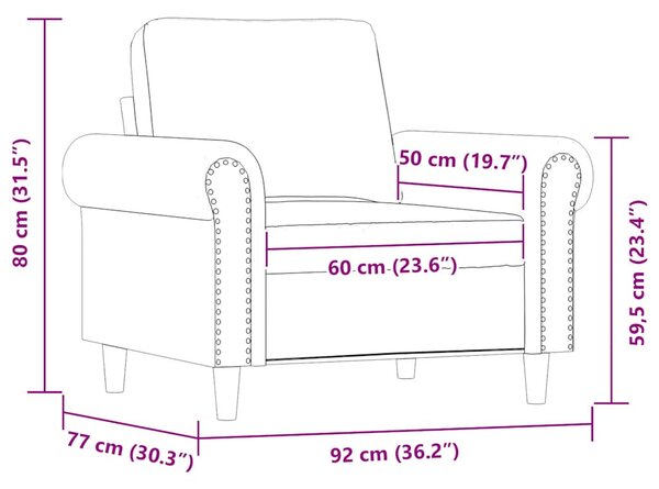 Kávészínű műbőr kanapéfotel 60 cm
